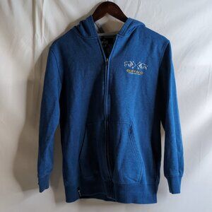 Y2K Buffalo David Bitton Kid's Blue Full Zip Hoodie Embroidered Logo, XL